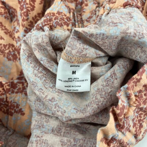 Ecothreads Womens Pink Linen Blend Floral Relaxed Shorts Elastic Waist Hi-rise M - Picture 4 of 4